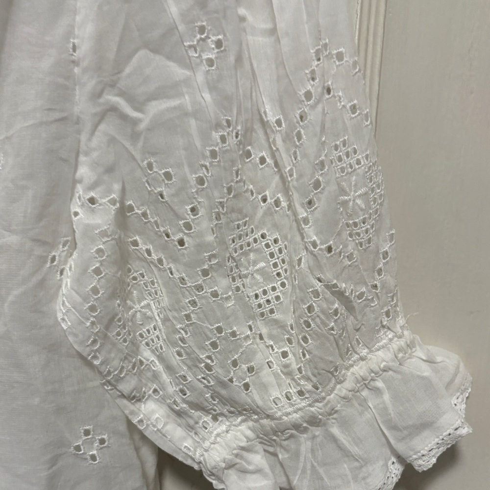 Madewell White Eyelet Ruffle Puffy Sleeve Blouse Top Brand New - Picture 5 of 15